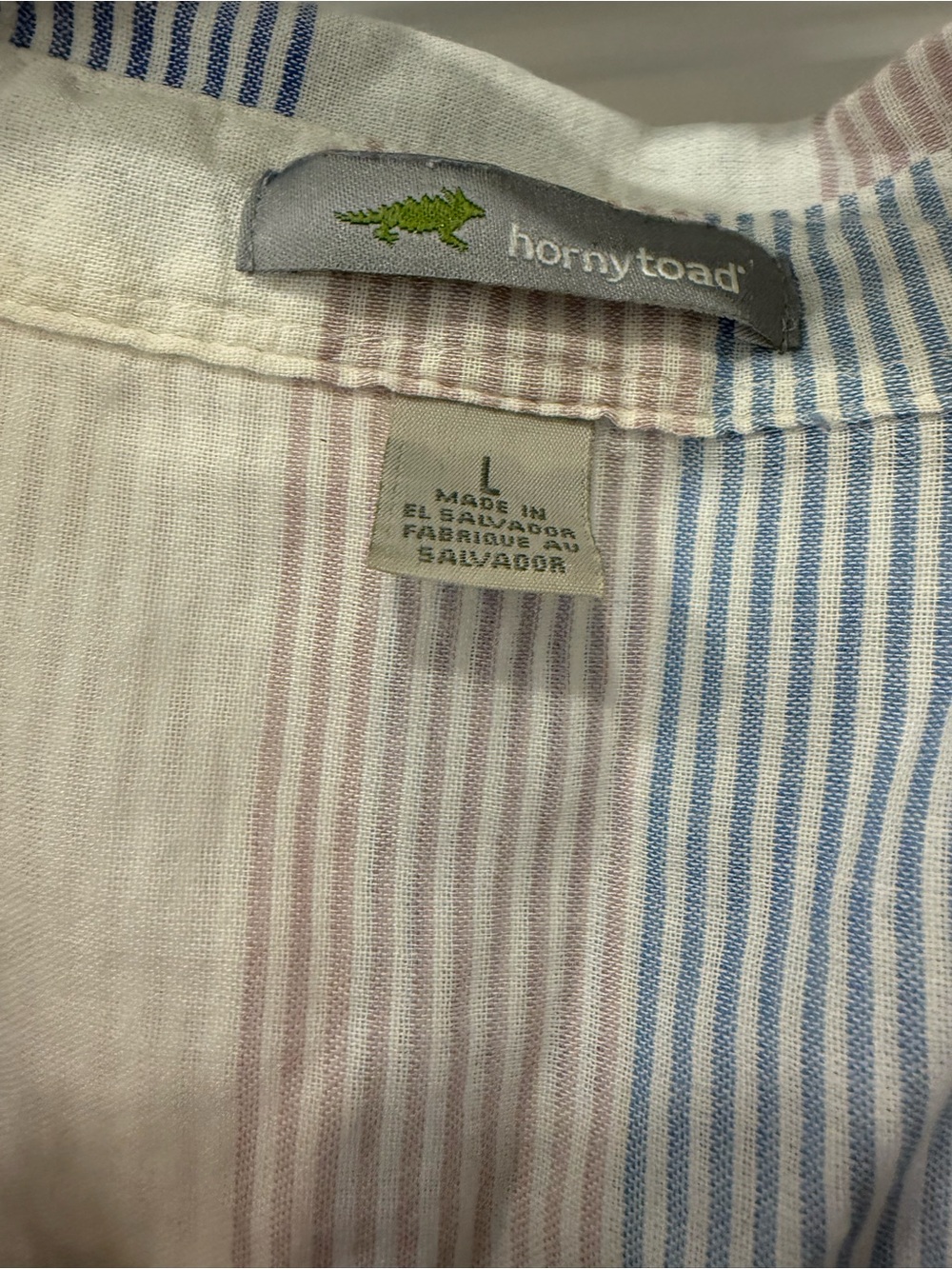 Horny Toad Striped Button-Up Shirt in Blue and Pink - Picture 2 of 4